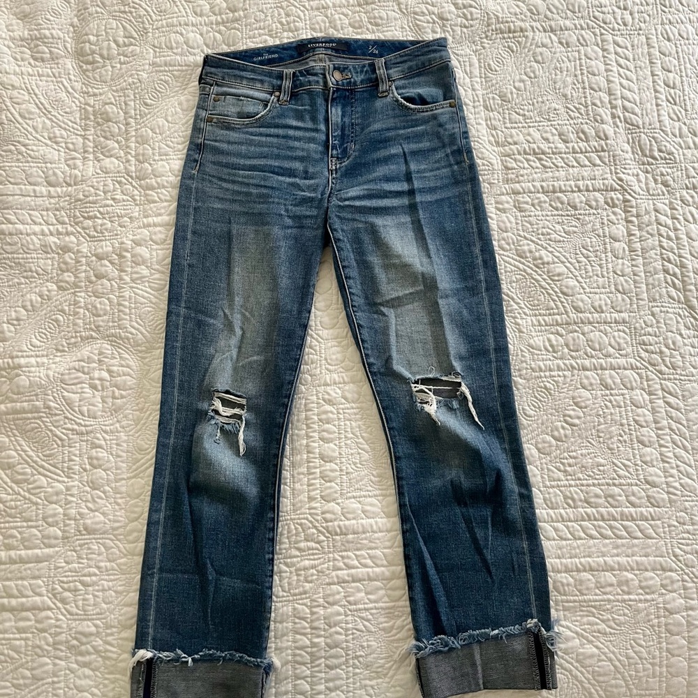 Liverpool Los Angeles distressed cropped cuffed jeans 26